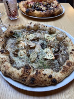 Truffle & mushroom pizza  at Purezza Camden in London