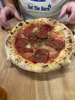 Pepperoni pizza, this was the best vegan pepperoni ever!  at Purezza Camden in London