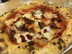 Four cheese pizza   at Purezza Camden in London