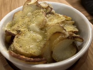 Garlic potatoes   at Purezza Camden in London