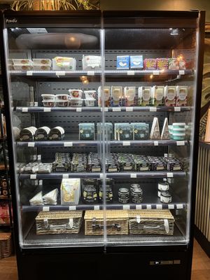 Cheese fridge. What an amazing selection    at Purezza Camden in London