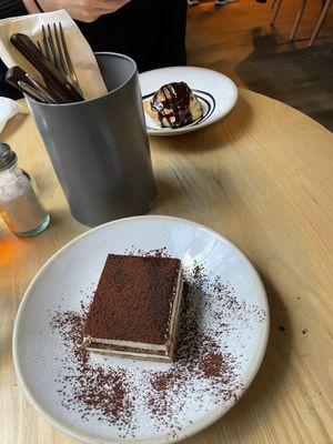 Chocolate dough balls and tiramisu   at Purezza Camden in London