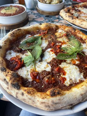 Lasagna piccante pizza  at Purezza Camden in London