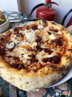 Four cheese (and more!) pizza  at Purezza Camden in London