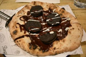 Chocolate pizza at Purezza Camden in London