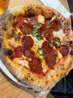 Pepperoni and jalapeño  at Purezza Camden in London