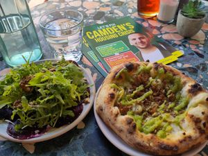 Perfect self treat at the end of a leafletting round for the Green Party, when my legs have said no more for today. at Purezza Camden in London