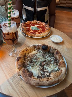 Mushroom pizza & pepperoni pizza   at Purezza Camden in London