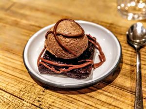 Brownie with peanut butter ice cream at Purezza Camden in London