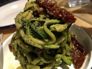 Courgette spaghetti  at Purezza Camden in London