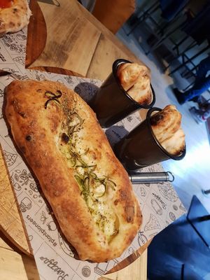 Garlic bread and dough balla at Purezza Camden in London