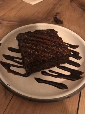 Salted caramel brownie dessert at Purezza Camden in London