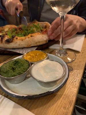 Dips for the crust  at Purezza Camden in London