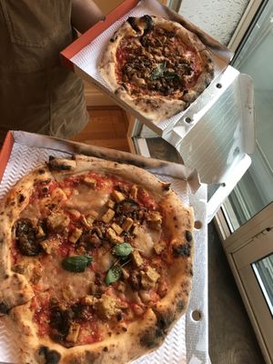 Deliveroo pizzas at Purezza Camden in London