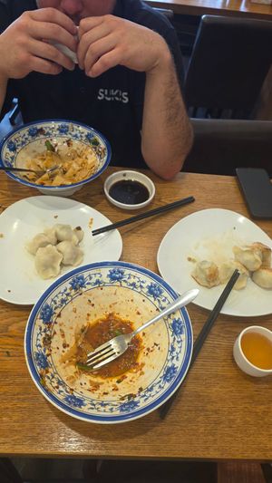 This place is amazing for vegetarian Dumplings. They've got 5 different dumpling styles, and a couple of Noodle dishes.

Highly recommend at Sydney Dumpling King in Burwood
