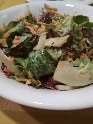 Delicious green salad with avocado sauce at The Plant Kingdom in Paleo Faliro