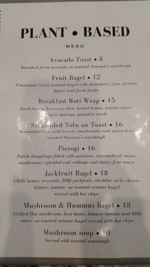 Menu as of Saturday, 26 Jan 2019 at Coffee Room in Canberra