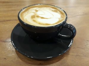 Coffee with almond milk at Basecamp Coffee House in Chiang Mai