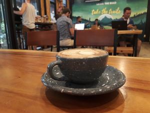 Almond Milk latte at Basecamp Coffee House in Chiang Mai