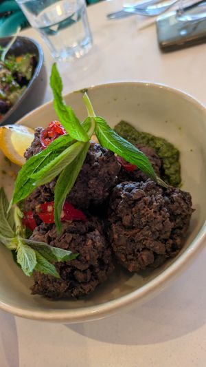 Pea and mint fritters at Vans  in Cottesloe