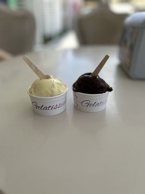 Passion Fruit Gelato & Dark Chocolate Gelato   at Gelatissimo in Palm Beach