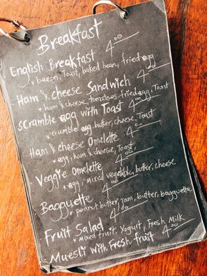 Menu at Crane  in Siem Reap