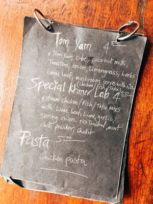Menu at Crane  in Siem Reap