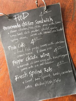 Menu at Crane  in Siem Reap