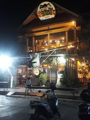 Outside at night at Ohkajhu Organic Restaurant - Nim City in Chiang Mai