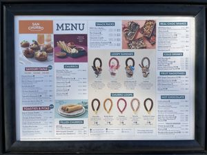 San Churro’s menu as of 12 March 2021. They also do vegan ice cream scoops not listed on their main menu.  at San Churro in Battery Point