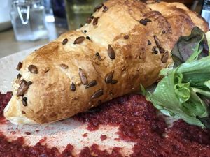 Wild mushroom, beetroot & horseradish pasty  at The Church Mouse in Chester-le-street