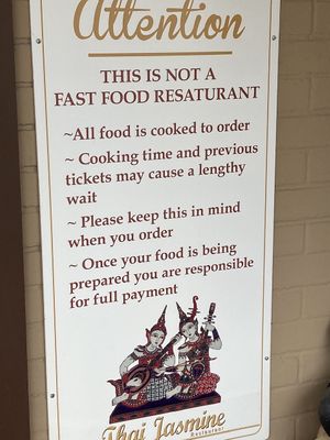 Signage at Thai Jasmine in Lima