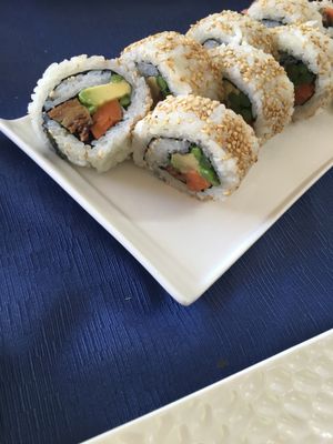 VEGAN SUSHI FILLED WITH SOY "Meat" and YUMMY AVO  at Jazmin in Tenerife