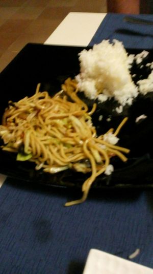 Noodles and rice (forgot to take photo before digging in). at Jazmin in Tenerife