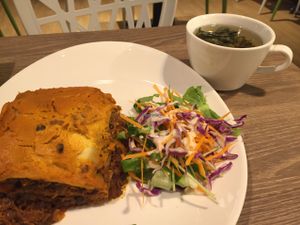 Lasagne & mint tea at Genesis 创世界素食馆 in Central Singapore