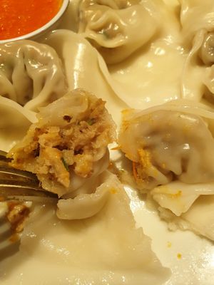 Filling of the dumplings at Genesis 创世界素食馆 in Central Singapore