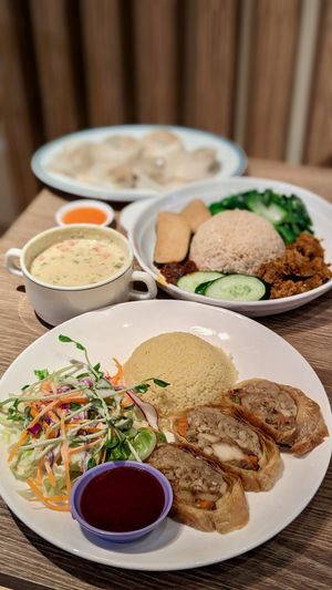 Vegan Turkey, Fish & Rendang Nasi Lemak, Dumplings at Genesis 创世界素食馆 in Central Singapore