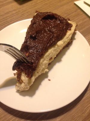 Tofu Cheesecake with carob, date & cashew topping at Genesis 创世界素食馆 in Central Singapore