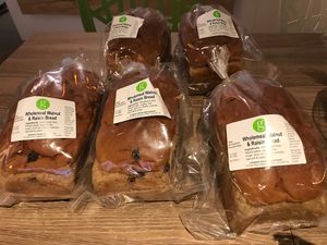 Wholemeal walnut and raisin bread.  V.good.  at Genesis 创世界素食馆 in Central Singapore