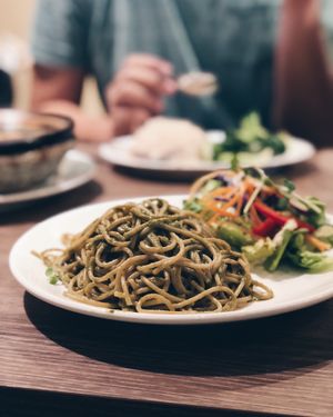 Brazil Nut Cilantro Pasta at Genesis 创世界素食馆 in Central Singapore