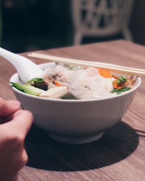 Dumpling noodles (soup) at Genesis 创世界素食馆 in Central Singapore
