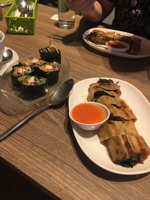 Seaweed roll and Yuba roll at Genesis 创世界素食馆 in Central Singapore