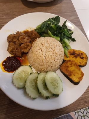 Nasi Lemak Rendang and Fish at Genesis 创世界素食馆 in Central Singapore