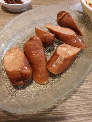 Vegan "pork" sausage at Genesis 创世界素食馆 in Central Singapore