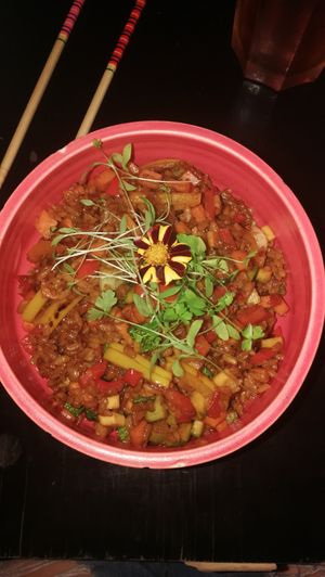 Delicious rice wok at Uke Mochi in Guadalajara