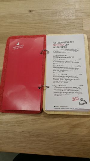 inside the menu at PurNatur in Kempten