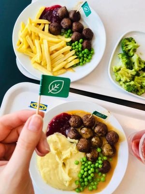 the new meatless balls. vegetarian combo in the bottom, vegan combo above at IKEA in Bratislava