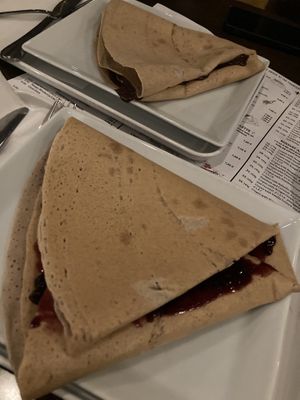 pancakes with nougat cream and forest fruit purée   at Pestre in Bratislava