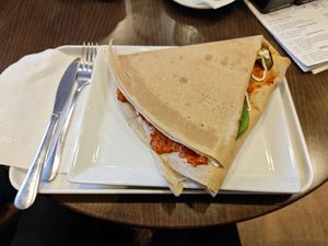 Vegan Galette with roasted veggies at Pestre in Bratislava