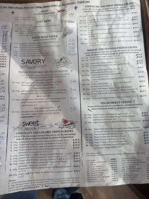 Menu  at Pestre in Bratislava